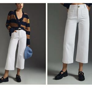 Pilcro Anthropologie Jeans Womens 18W The Skipper Crop White Wide Leg High Rise